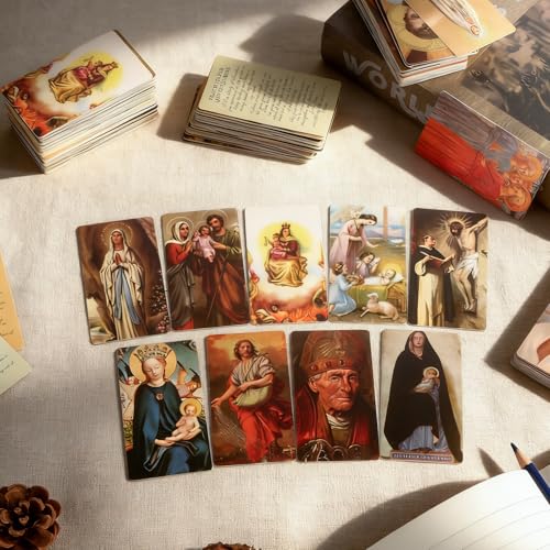 chiazllta 240 PCS Catholic Saint Prayer Cards Bulk Holy Prayer Cards for Peace Mass Devotional Bible Bookmarks 9×5 cm Assorted 40 Styles Inspirational Christian Religious Gifts for Women Men Kids