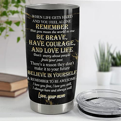 SANDJEST Personalized Son Gifts Tumbler Lion 20oz 30oz Tumblers with Lid Gift for Son Christmas Birthday - color: Son