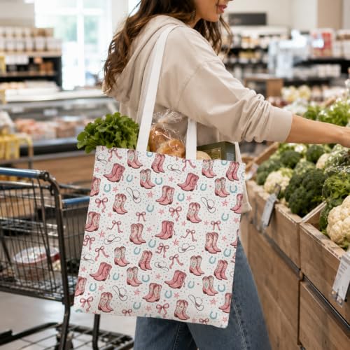 Western Cowgirl Canvas Tote Bag Cowgirl Gifts - color: Western Cowboy Theme 7
