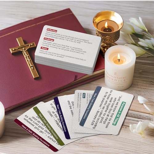 52-Week Bible Memory Verse Flash Cards-Weekly Scripture Cards (ESV), Prayer Cards for Individual or Group Bible Study- Contain Engaging Questions, Bible References, Prayer Prompts