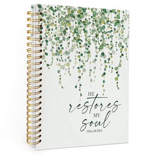 Wheatwin Christian Bible Spiral Notebook, Scripture Journal, Prayer Journal for Women Men, Sage Green School Office Supplies, Church Notes Notebook Gifts, Bible Notebooks for Note Taking 5.5x8.3 - color: Psalm 28:3