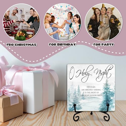 Holy Night Wooden Sign Decor, Christmas Scripture Quote Plaque, Rustic Wooden Plaque Sign With Iron Stand, Farmhouse Home Office Restroom Desk Shelf Decorations - style: Christmas