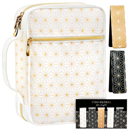 Bible Cover, Calming Theme, Bible Case for Women & Girls, White Gold, Medium - color: White Gold