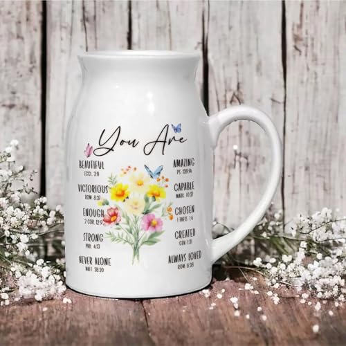 Christian Gifts for Women Birthday, Religious Vases for Flowers, Bible Verse Gift, Inspirational Gifts for Friends, Mom, Sister, Daughter, Girl, Female Coworker