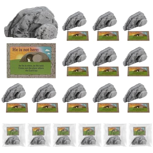 12 Empty Tomb Easter Scene 3.15 Inch with Card Sets Christian Wooden Empty Tomb Easter Decorations Resurrection Scene Basket Stuffers for Egg Hunt Prizes Gifts Church Religious Party Favor