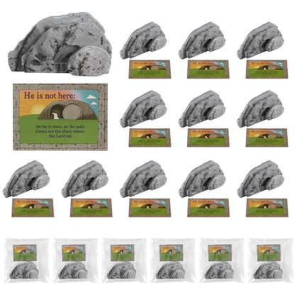12 Empty Tomb Easter Scene 3.15 Inch with Card Sets Christian Wooden Empty Tomb Easter Decorations Resurrection Scene Basket Stuffers for Egg Hunt Prizes Gifts Church Religious Party Favor