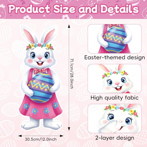 12 x 28 Inches Easter Bunny Garden Flag – Double-Sided Vertical Spring Yard Flag with Cute Bunny & Egg Design for Outdoor Garden, Porch, Lawn, and Easter Decorations