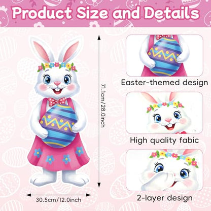 12 x 28 Inches Easter Bunny Garden Flag – Double-Sided Vertical Spring Yard Flag with Cute Bunny & Egg Design for Outdoor Garden, Porch, Lawn, and Easter Decorations