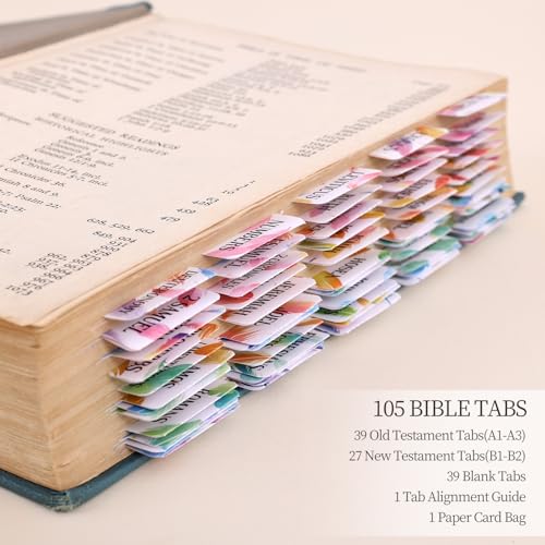 Bible Tabs For Women, 66 Large Print Laminated Bibles Chapters Index Tabs and 39 Blank Dividers Sticky Labels, Cute Beauty Feather Bible Study Supplies, Journaling Accessories, Christian Gifts for Men - style: P-feather