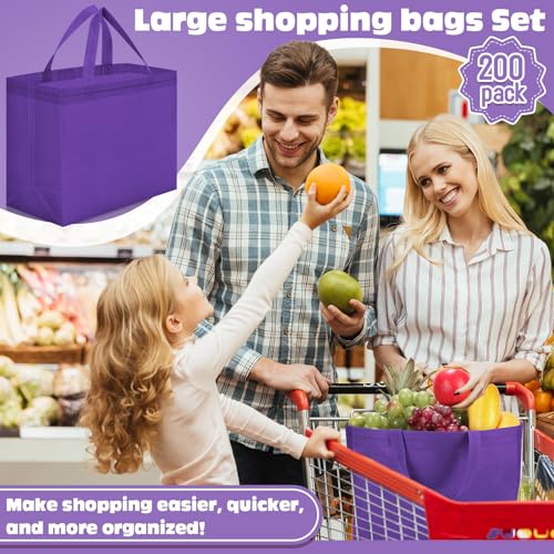 Windyun Reusable Grocery Bags Non Woven with Handles - color: Dark Purple