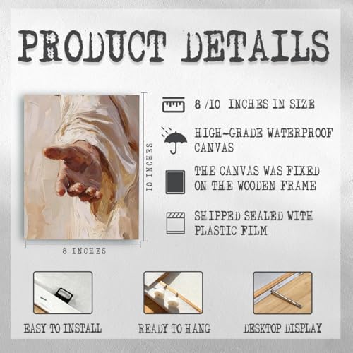 RTVJTERQ Jesus Canvas Wall Art, The Hand Of Jesus Reaching Out Portrait, Religious Spiritual Wall Decor for Living Room Entryway 8x10 Inch - color: Patriotic 20