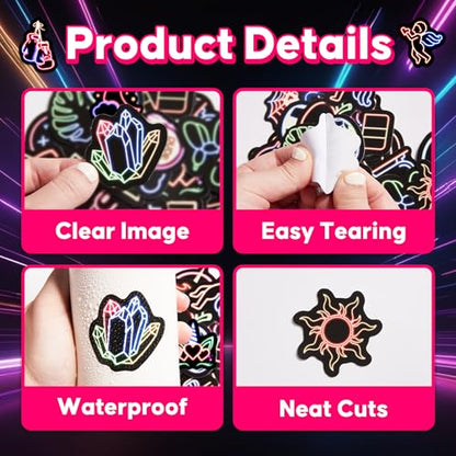 Funny Neon Water Bottle Stickers 50 Pcs - color: Non-luminescent-133kshr