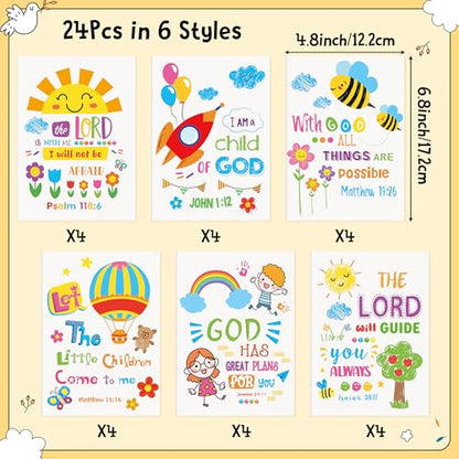 24Pcs Religious Coloring Books Bible Verses DIY Color-in Pages - color: A-bible Style ②