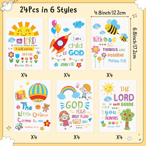24Pcs Religious Coloring Books Bible Verses DIY Color-in Pages - color: A-bible Style ②