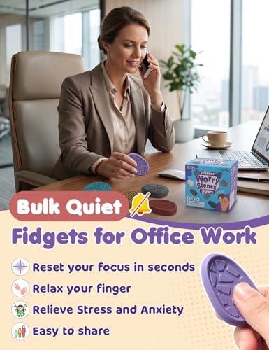KLT Fidget Toys Bulk for Adults: 100 Pack Texture Worry Stone - Bulk Fidgets for Student Classroom Prizes - Quiet Stress Toys for Autism Calming - Goodie Bags Stuffers for Gifts Office - size: 2.7 inches (Pack of 2)