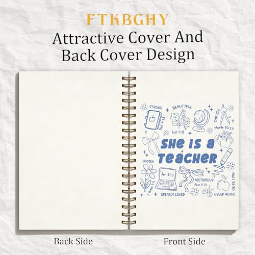 Blue Coquette Preppy Christian Teacher Spiral Notebook, Bible Notebooks for Note Taking, Teachers Appreciation Graduation Gifts, Religious Prayer Journal for Women, Coworker Gift, 5.5x8.3 Inch - color: Colour-2