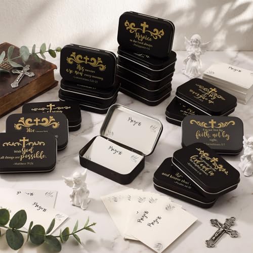 24 Prayer Boxes 120 Prayer Cards Black Gold Scripture Designs - style: Black