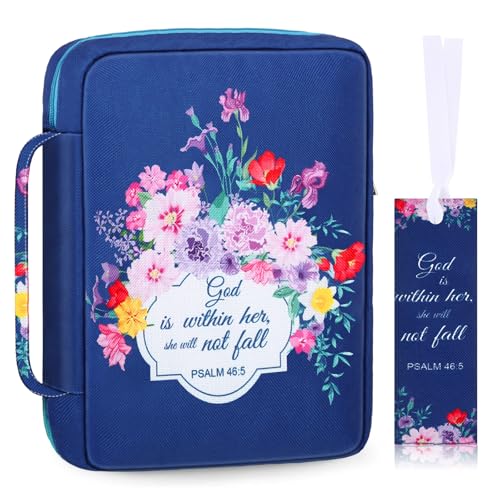 Laumoi Bible Cover Case for Women 10'' Flower Bible Holder Case Large Religious Carrying Bag for Women Study Christian Book Gift(Elegant Flower) - style: Elegant Flower