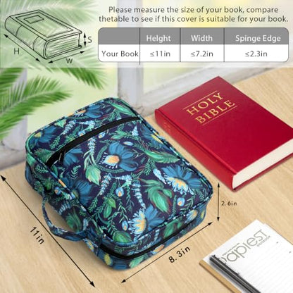 Bible Cover with Durable Handle, Carrying Book Case Church Bag Bible, Protective with Zippered Pocket, Bible Study Accessories Supplies, Book Protector for Book Lovers, DarkBlue - color: Dark Blue
