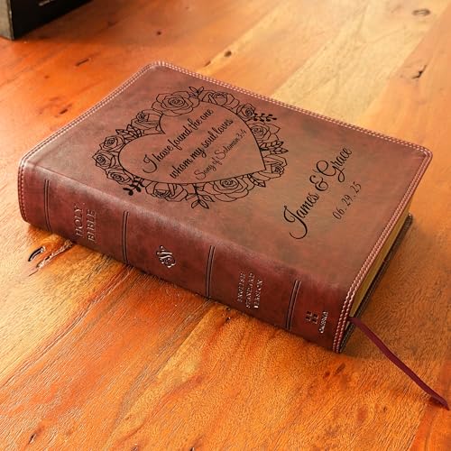 SacredBound Personalized ESV Super Giant Print Bible – Burgundy TruTone Faux Leather | Custom Name Engraved | English Standard Version with 17-Point Font & Full-Color Maps (Song of Solomon)