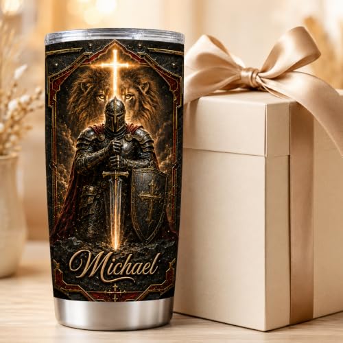 Personalized Christian Gifts For Men - Faith Warrior Christ Man Of God Tumbler V12 - A Child Of God Religious Bible For Dad, Husband, Grandpa on Fathers Day, Christmas, Birthday - color: CH-VAR-12
