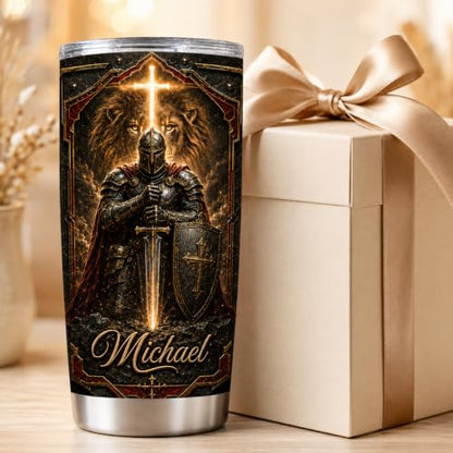 Personalized Christian Gifts For Men - Faith Warrior Christ Man Of God Tumbler V12 - A Child Of God Religious Bible For Dad, Husband, Grandpa on Fathers Day, Christmas, Birthday - color: CH-VAR-12