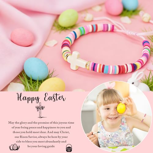 Cute Cross Bracelet Teen Girl Gifts Trendy Stuff Christian Gifts for Kids/Girls/Boys/Teens/Women Jewelry Colorful Jesus Bracelets Christmas Religious Communion Baptism Confirmation Gifts - color: Colorful- Happy Easter