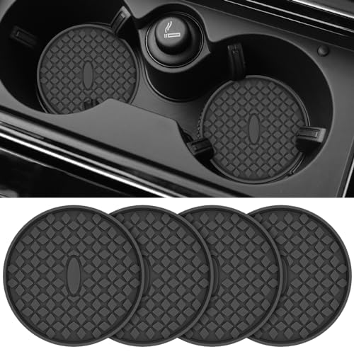 ME.FAN Car Cup Coasters [4 Pack] Silicone Car Coasters/Cup Mats, Non-Slip Recessed Car Interior Accessories Black - color: 4 Pack-black