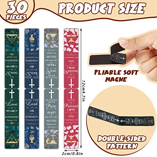 Epakh 30 Pcs Bible Verse Magnetic Christian Bookmarks Bulk 0.8x4.7in Inspirational Scripture Book Markers for Women Men Religious Motivational Magnet Page Clips Book Lovers Reading Gifts for Church
