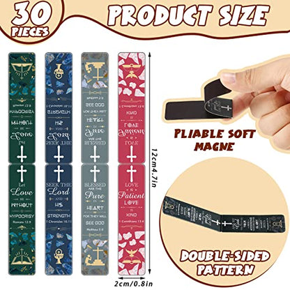 Epakh 30 Pcs Bible Verse Magnetic Christian Bookmarks Bulk 0.8x4.7in Inspirational Scripture Book Markers for Women Men Religious Motivational Magnet Page Clips Book Lovers Reading Gifts for Church