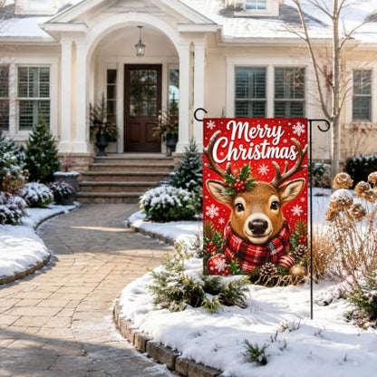 Louise Maelys Christmas Garden Yard Flag 12x18 Inch Reindeer - color: Multi-6