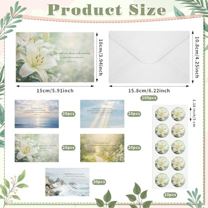 Eaasty 100 Pcs Cards with Stickers, Envelopes, Natural Style - style: Natural Style