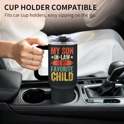 Favorite Son in Law Gifts, Son in Law 40 oz Tumbler with Handle and Straw - color: Son1