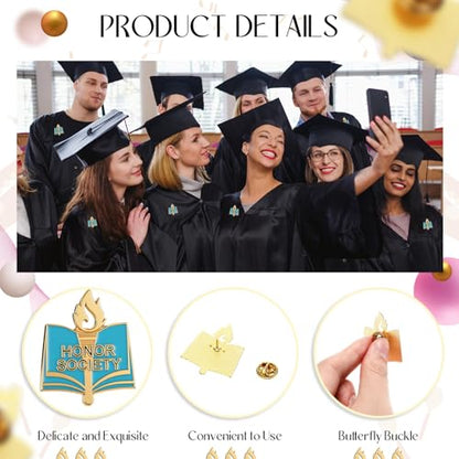 Knitgrip Award Lapel Pins Bulk Academic Recognition Enamel Pins Honors Gift for Student Office Government Club Members - style: Honor Society