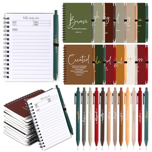 Kosiz 12 Sets Christian Notebook, Bible Study Prayer Pen, Retro Christian - color: Retro Christmas