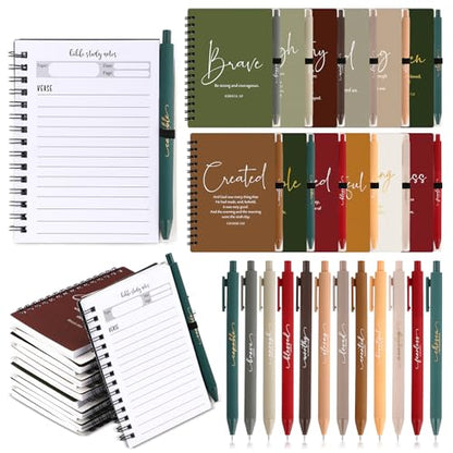 Kosiz 12 Sets Christian Notebook, Bible Study Prayer Pen, Retro Christian - color: Retro Christmas