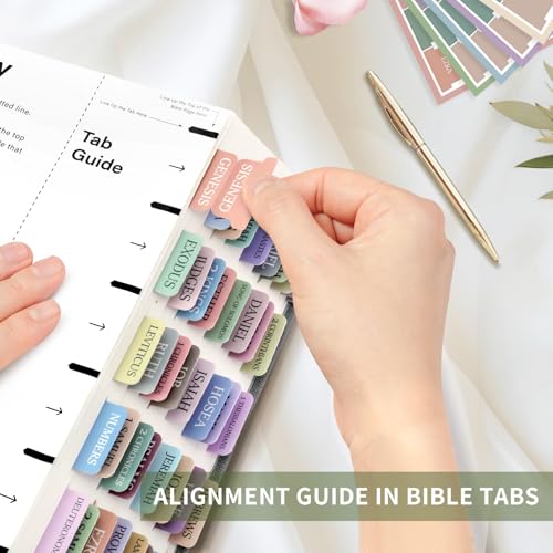 Taja Bible Tabs, 75 Large Print Index Tabs for Women & Men - color: F-macaron