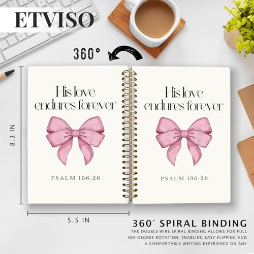 Retro Pink Coquette Bow Christian Notebook, Psalm 136:26 Bible Journaling, Religious Prayer Journal for Woman, Church Notes Notebook, Scripture Hardcover Spiral Notebooks 5.5x8.3 Inch - color: 05-Bible(06)