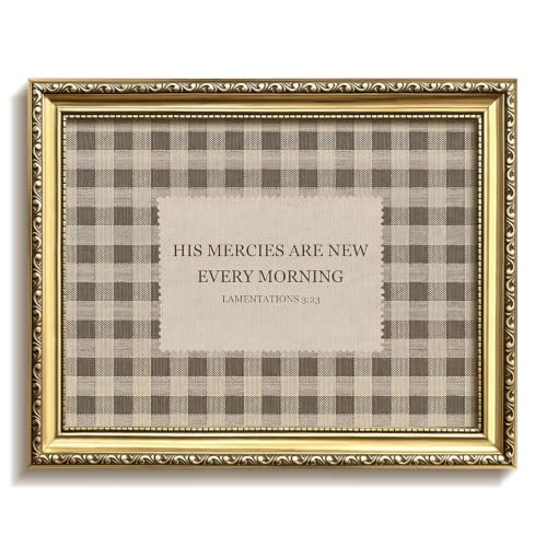 Vintage Gold Framed Lamentations 3:23 Bible Verse Wall Art, Christian Farmhouse Canvas Wall Decor, Religious Inspirational Artwork Print Picture Poster, for Living Room Prayer Room Home 12x16 Inch - color: B-Scripture, size: 16.2"L x 12.3"W