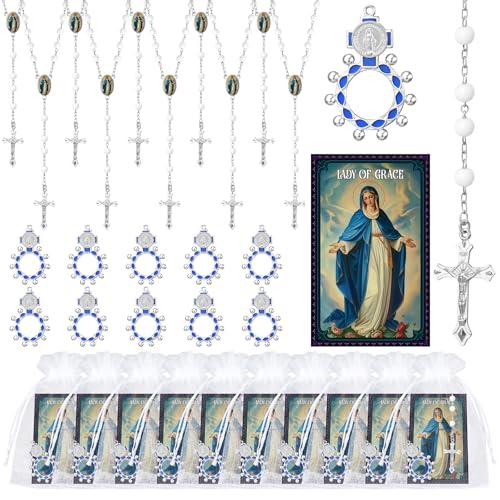 40 Pcs Catholic Gifts Prayer Card Rosary Beads Necklace, Virgin Mary - style: Virgin Mary