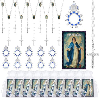 40 Pcs Catholic Gifts Prayer Card Rosary Beads Necklace, Virgin Mary - style: Virgin Mary