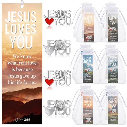Supervitae 12 Set Jesus Loves You Bookmark Pin 1 John 3:16 Christian Gift - style: Jesus Love You