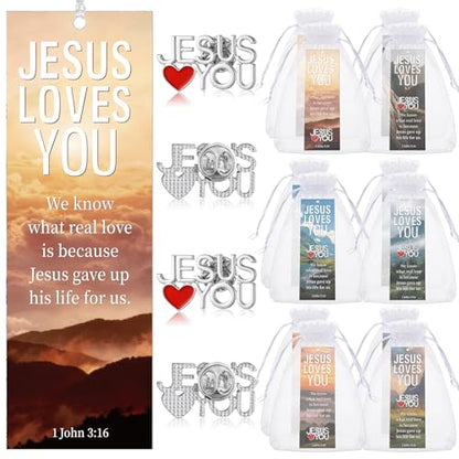 Supervitae 12 Set Jesus Loves You Bookmark Pin 1 John 3:16 Christian Gift - style: Jesus Love You