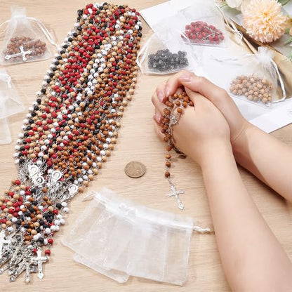 40 Sets Rosary Bead Bulk Catholic Christening Necklace Baptism