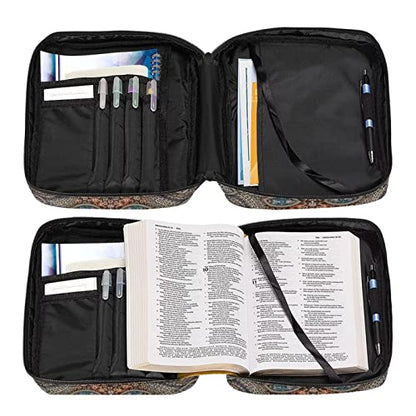 Suobstales Boho Paw Print Bible Cover Bible Case for Women Men Lightweight Carrying Book Cover Church Bag Bible Protective Bag with Handle and Zippered Pocket - color: Boho Paw