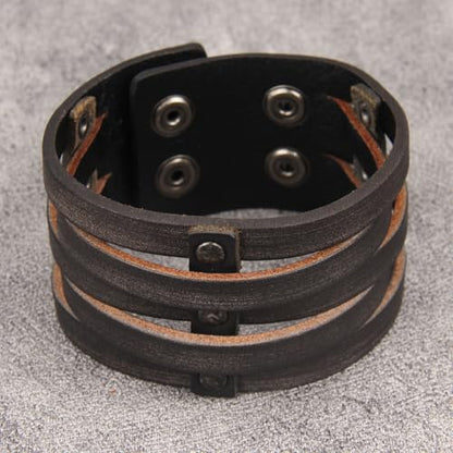 GelConnie Punk Leather Cuff Bracelet Adjustable Straps Wrap Bracelets Arm Armor Cuff Gothic Leather Wristbands for Men, Women - color: MLPB097-Brown