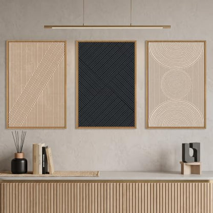 Large Neutral Abstract Boho Beige Framed Wall Art -16"x24"x3 - color: Neutral Abstract Wall Art, size: 16"L x 24"W