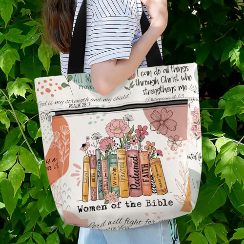 84hoods 15 inch Large Tote Bag for Work for Women. Christian Faith, Jesus God Religious Gift. Waterproof Shoulder Bag. - color: 01. Women of the Bible