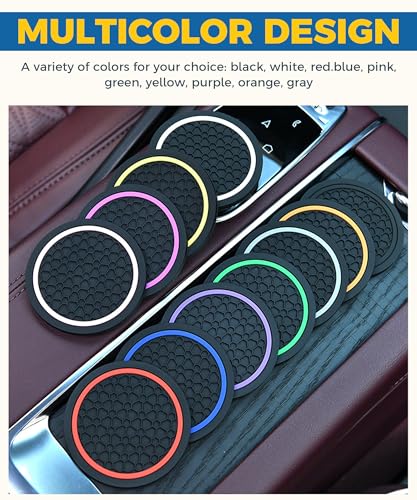 4PCS Car Coasters, Car Accessories Interior, 2.75 Inch Non-Slip Cup Holder Coasters for Most Vehicles (Black&Blue) - color: Black&blue