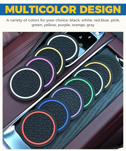 4PCS Car Coasters, Car Accessories Interior, 2.75 Inch Non-Slip Cup Holder Coasters for Most Vehicles (Black&Blue) - color: Black&blue